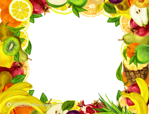 自然之美 矢量水果邊框與化妝品的完美融合